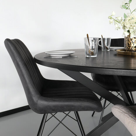 Lizzely Garden & Living Eettafel rond visgraat Ozzy zwart 140cm ronde tafel Lizzely Garden & Living Eettafel rond visgraat Ozzy zwart 140cm ronde tafel