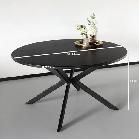 Lizzely Garden & Living Eettafel rond visgraat Ozzy zwart 140cm ronde tafel Lizzely Garden & Living Eettafel rond visgraat Ozzy zwart 140cm ronde tafel