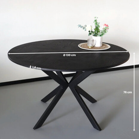 Lizzely Garden & Living Eettafel rond visgraat Ozzy zwart 130cm ronde tafel Lizzely Garden & Living Eettafel rond visgraat Ozzy zwart 130cm ronde tafel