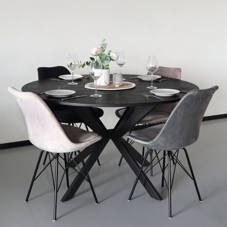 Lizzely Garden & Living Eettafel rond visgraat Ozzy zwart 130cm ronde tafel Lizzely Garden & Living Eettafel rond visgraat Ozzy zwart 130cm ronde tafel