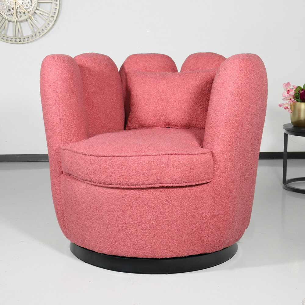 Fauteuil Daphne teddy oud roze draaibare fauteuil Fauteuil Daphne teddy oud roze draaibare fauteuil