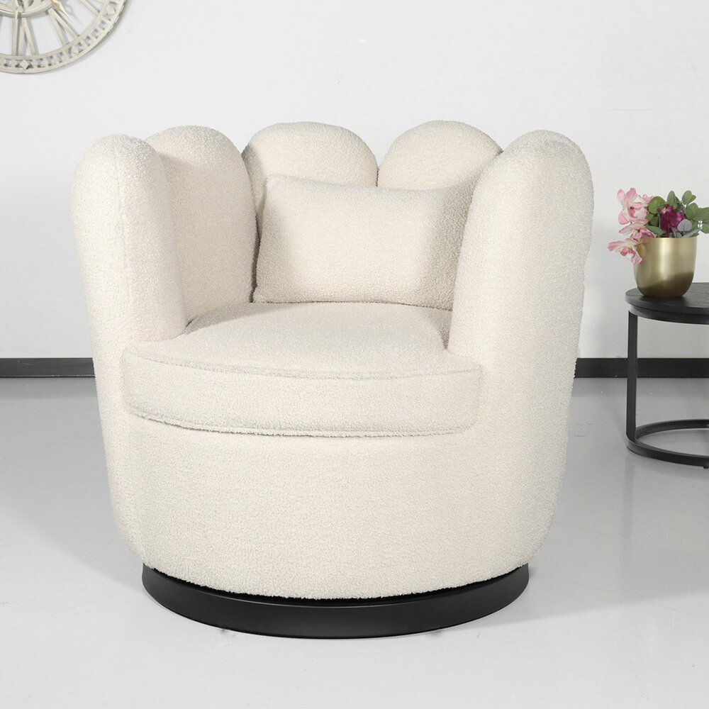 Fauteuil Daphne teddy beige draaibare fauteuil Fauteuil Daphne teddy beige draaibare fauteuil