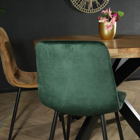 Lizzely Garden & Living Eetkamerstoel Catoo donkergroen velvet eetstoel