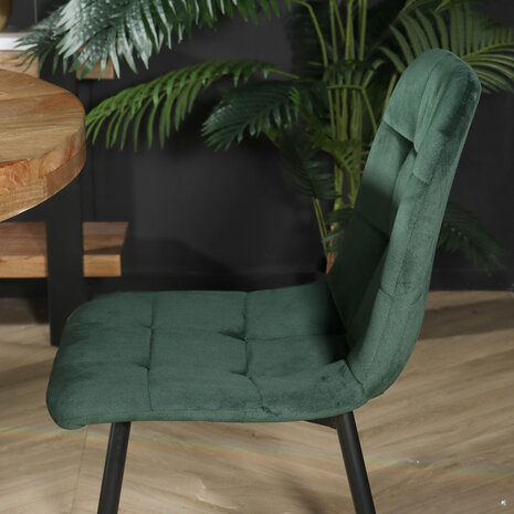 Lizzely Garden & Living Eetkamerstoel Catoo donkergroen velvet eetstoel