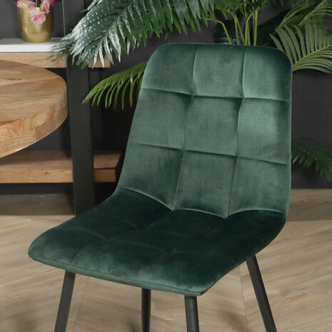 Lizzely Garden & Living Eetkamerstoel Catoo donkergroen velvet eetstoel