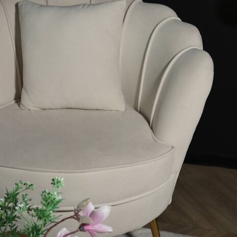 Lizzely Garden & Living Fauteuil zitbank 1 persoons belle velvet crème Lizzely Garden & Living Fauteuil zitbank 1 persoons belle velvet crème