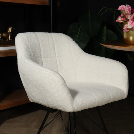 Lizzely Garden & Living Eetkamerstoel met armleuning Lola wit teddy eetstoel Lizzely Garden & Living Eetkamerstoel met armleuning Lola wit teddy eetstoel