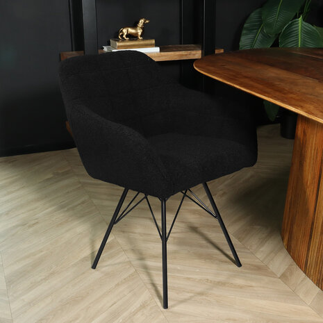 Lizzely Garden & Living Eetkamerstoel met armleuning Lola zwart teddy eetstoel Lizzely Garden & Living Eetkamerstoel met armleuning Lola zwart teddy eetstoel