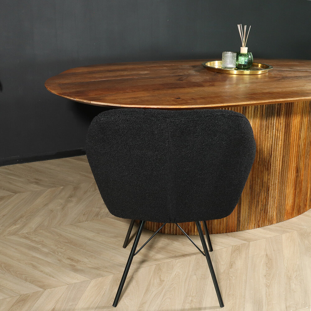 Eetkamerstoel met armleuning Lola zwart teddy eetstoel Eetkamerstoel met armleuning Lola zwart teddy eetstoel