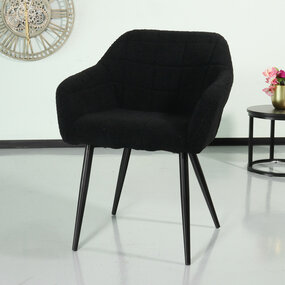 Lizzely Garden & Living Eetkamerstoel met armleuning Barbara zwart teddy eetstoel