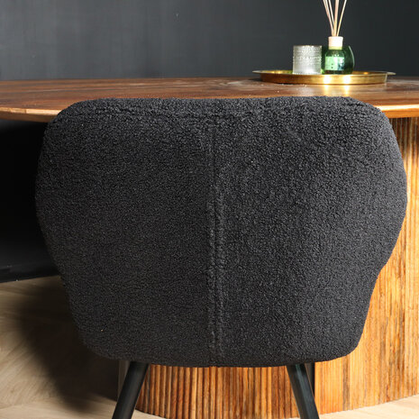 Lizzely Garden & Living Eetkamerstoel met armleuning Barbara zwart teddy eetstoel