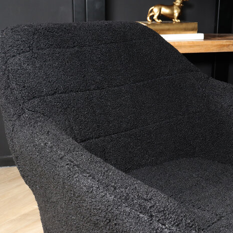 Lizzely Garden & Living Eetkamerstoel met armleuning Barbara zwart teddy eetstoel