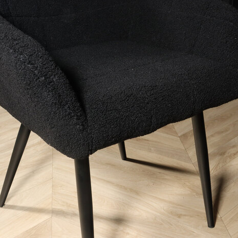 Lizzely Garden & Living Eetkamerstoel met armleuning Barbara zwart teddy eetstoel