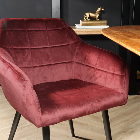 Lizzely Garden & Living Eetkamerstoel met armleuning Barbara velvet rood eetstoel Lizzely Garden & Living Eetkamerstoel met armleuning Barbara velvet rood eetstoel