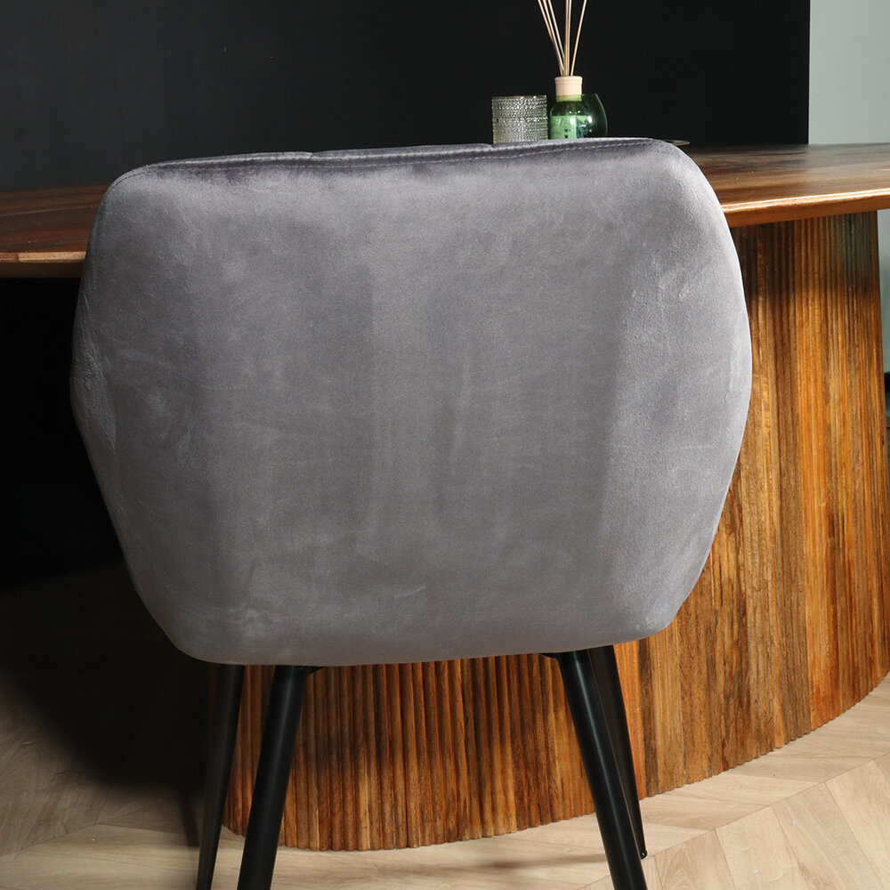 Eetkamerstoel met armleuning Barbara velvet grijs eetstoel