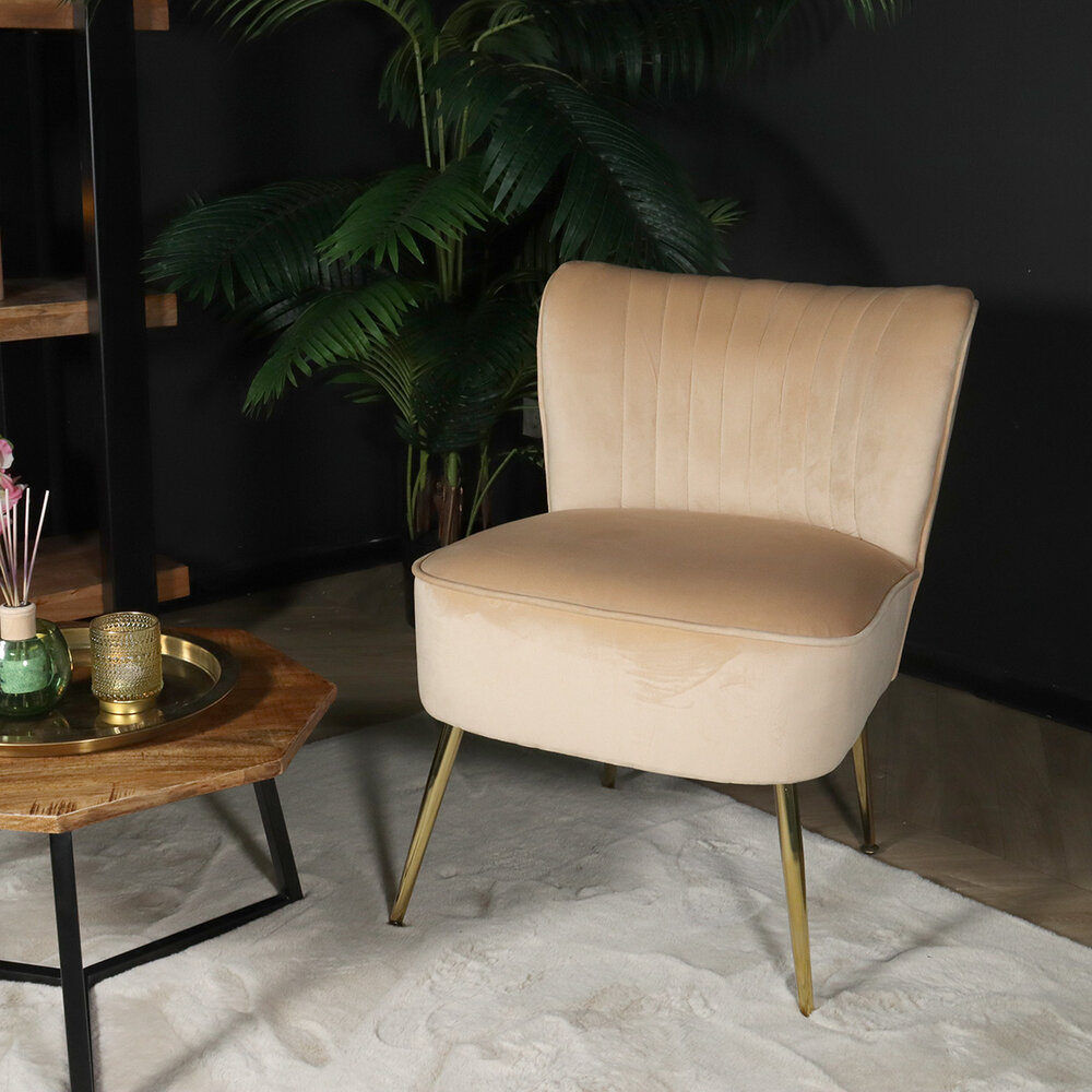 Fauteuil zitbank 1 persoons Rilaan velvet zand stoel Fauteuil zitbank 1 persoons Rilaan velvet zand stoel