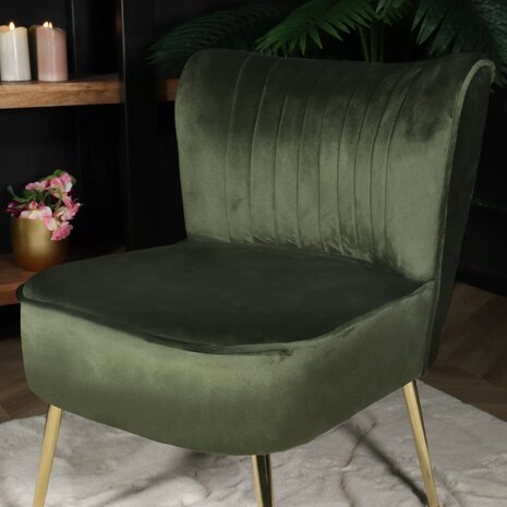Lizzely Garden & Living Fauteuil zitbank 1 persoons Rilaan velvet donkergroen stoel Lizzely Garden & Living Fauteuil zitbank 1 persoons Rilaan velvet donkergroen stoel