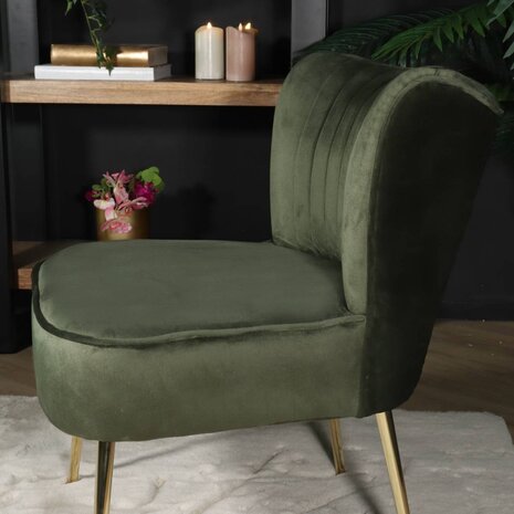 Lizzely Garden & Living Fauteuil zitbank 1 persoons Rilaan velvet donkergroen stoel Lizzely Garden & Living Fauteuil zitbank 1 persoons Rilaan velvet donkergroen stoel