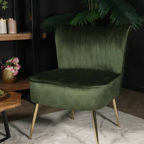 Lizzely Garden & Living Fauteuil zitbank 1 persoons Rilaan velvet donkergroen stoel Lizzely Garden & Living Fauteuil zitbank 1 persoons Rilaan velvet donkergroen stoel