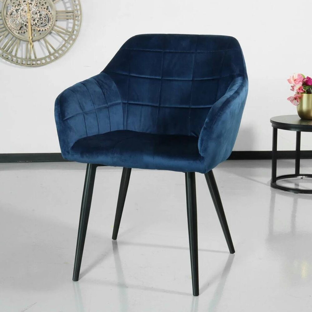 Eetkamerstoel met armleuning Barbara velvet blauw eetstoel Eetkamerstoel met armleuning Barbara velvet blauw eetstoel