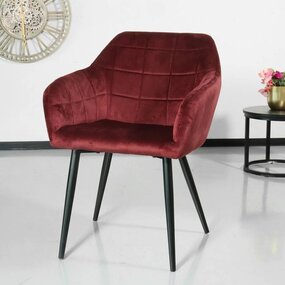 Lizzely Garden & Living Eetkamerstoel met armleuning Barbara velvet rood eetstoel