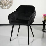 Lizzely Garden & Living Eetkamerstoel met armleuning Barbara zwart velvet eetstoel