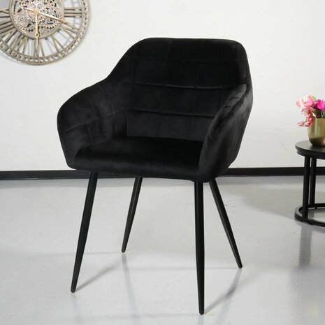 Lizzely Garden & Living Eetkamerstoel met armleuning Barbara zwart velvet eetstoel Lizzely Garden & Living Eetkamerstoel met armleuning Barbara zwart velvet eetstoel