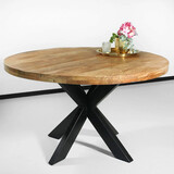 Lizzely Garden & Living Eettafel rond mangohout 130cm Jones lichtbruin ronde industriële tafel duurzaam mango eetkamertafel Lizzely Garden & Living Eettafel rond mangohout 130cm Jones lichtbruin ronde industriële tafel duurzaam mango eetkamertafel