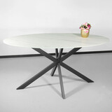 Lizzely Garden & Living Eettafel ovaal 160cm Figo marmerlook wit ovale tafel steen Lizzely Garden & Living Eettafel ovaal 160cm Figo marmerlook wit ovale tafel steen