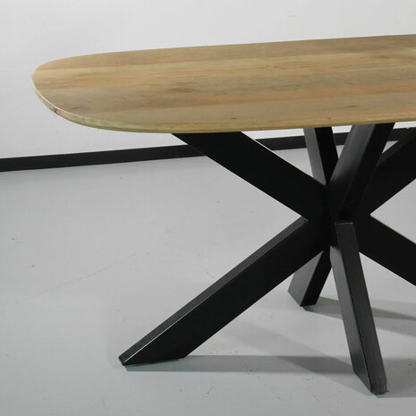 Lizzely Garden & Living Eettafel deens ovaal mangohout 160cm Austin lichtbruin ovale tafel duurzaam mango eetkamertafel