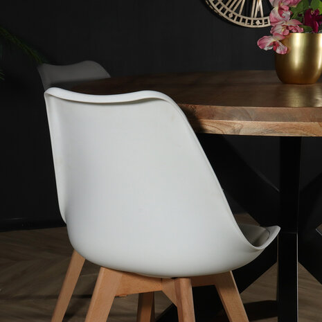 Lizzely Garden & Living Eetkamerstoel wit met zitvulling Kuipstoel