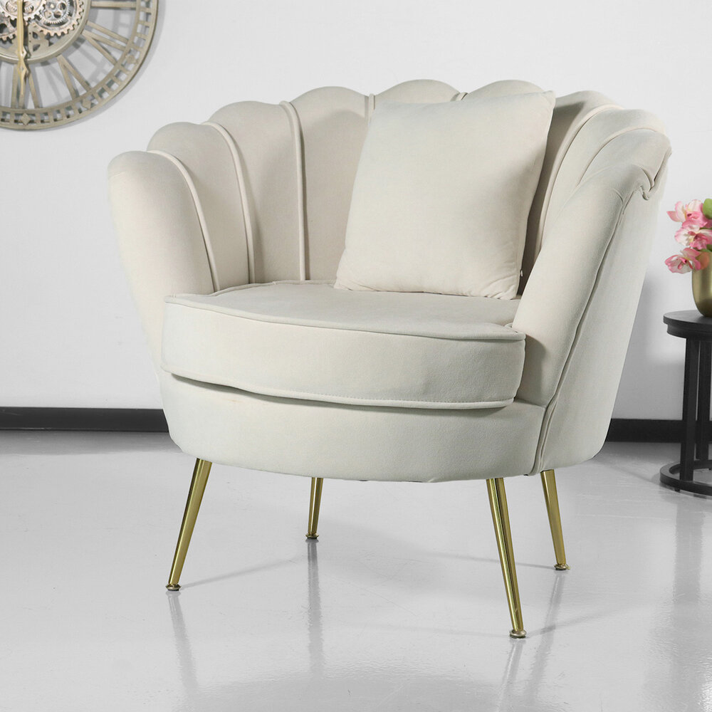 Fauteuil zitbank 1 persoons belle velvet crème Fauteuil zitbank 1 persoons belle velvet crème