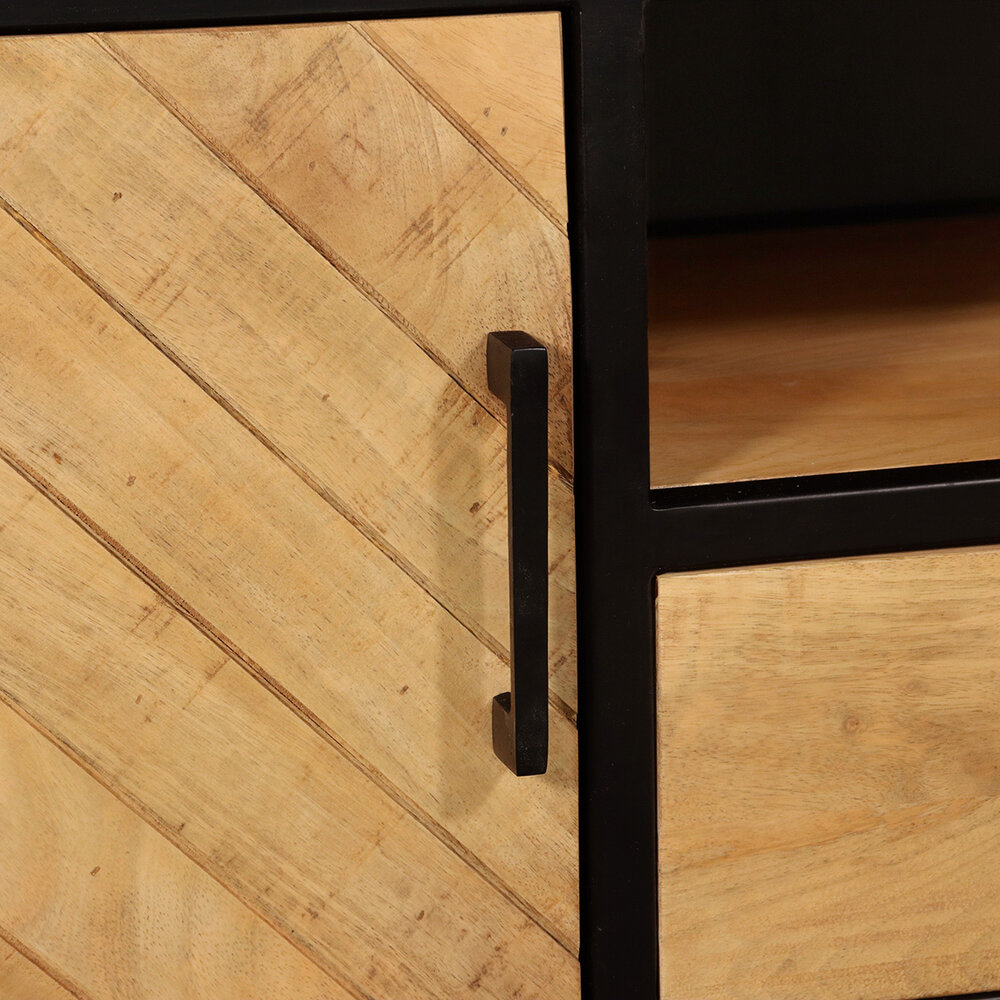 TV meubel industrieel mangohout Danae lichtbruin visgraat 180cm tv kast duurzaam mango massief hout tv-meubel TV meubel industrieel mangohout Danae lichtbruin visgraat 180cm tv kast duurzaam mango massief hout tv-meubel