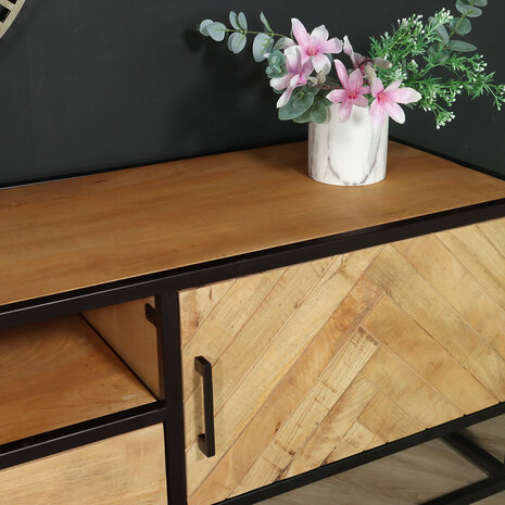 Lizzely Garden & Living TV meubel industrieel mangohout Danae lichtbruin visgraat 180cm tv kast duurzaam mango massief hout tv-meubel Lizzely Garden & Living TV meubel industrieel mangohout Danae lichtbruin visgraat 180cm tv kast duurzaam mango massief hout tv-meubel