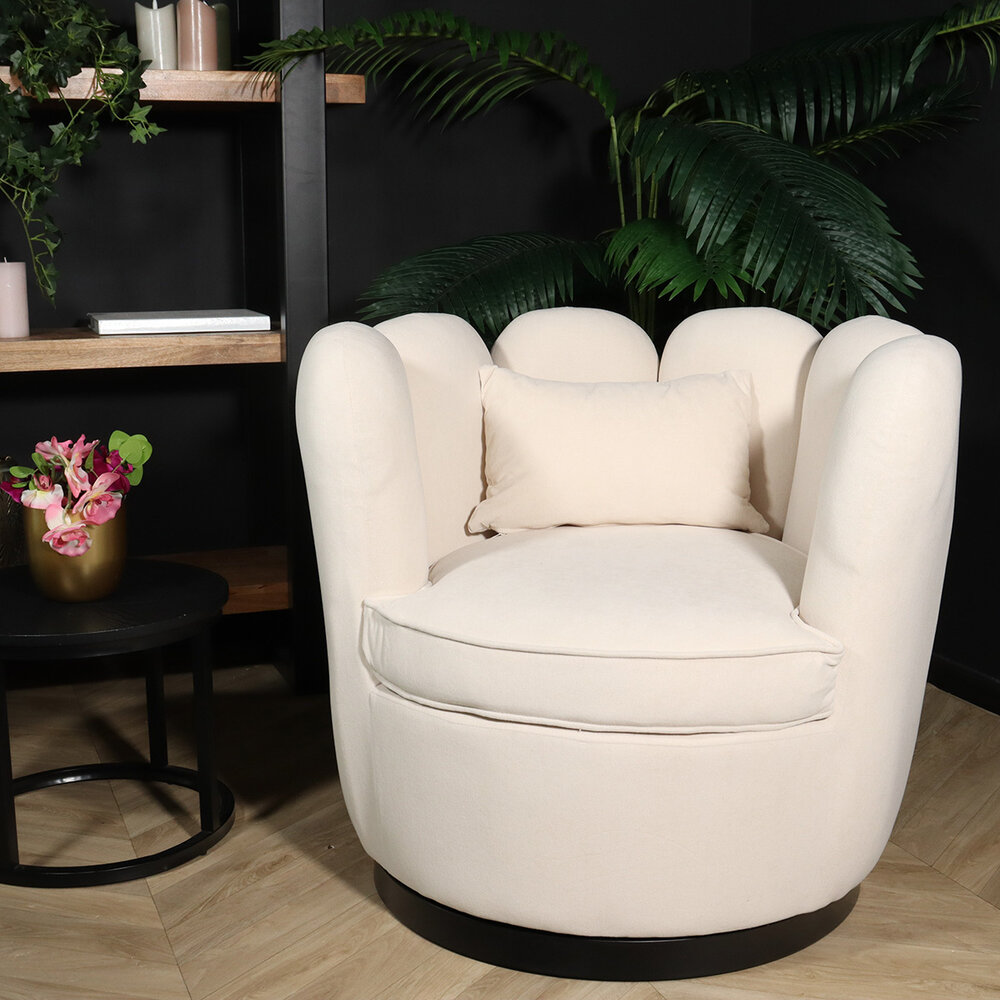 Fauteuil Daphne velvet creme draaibare fauteuil Fauteuil Daphne velvet creme draaibare fauteuil