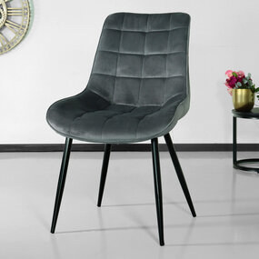 Lizzely Garden & Living Eetkamerstoel De Vince grijs velvet eetstoel Lizzely Garden & Living Eetkamerstoel De Vince grijs velvet eetstoel
