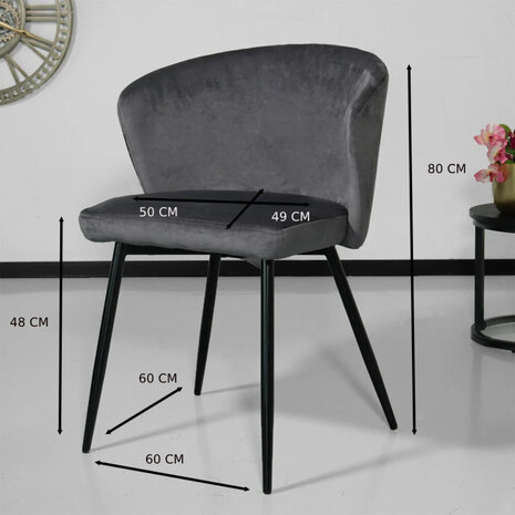 Lizzely Garden & Living Eetkamerstoel velvet grijs Felix eetstoel Lizzely Garden & Living Eetkamerstoel velvet grijs Felix eetstoel