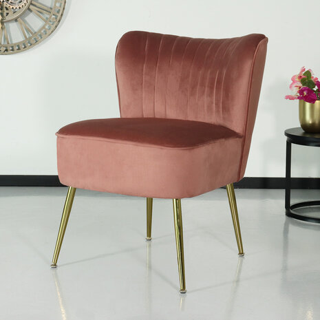 Lizzely Garden & Living Fauteuil zitbank 1 persoons Rilaan velvet oud roze stoel