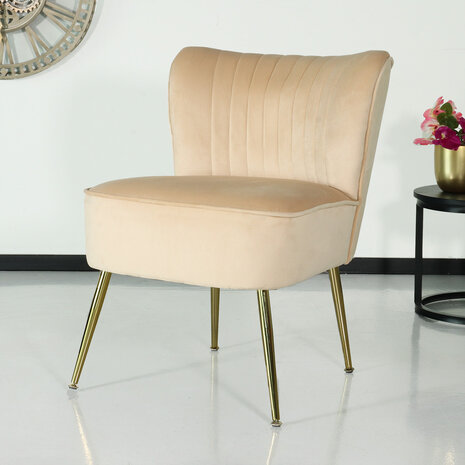 Lizzely Garden & Living Fauteuil zitbank 1 persoons Rilaan velvet zand stoel Lizzely Garden & Living Fauteuil zitbank 1 persoons Rilaan velvet zand stoel