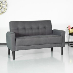 Lizzely Garden & Living Zitbank 2 zits Ghislaine bankje grijs bankstel 120cm stof bank