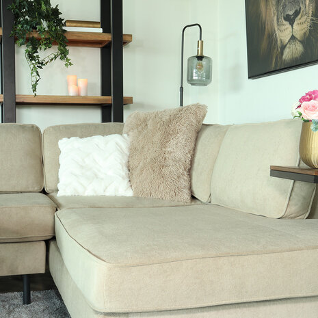 Lizzely Garden & Living Hoekbank design Puckerto 290cm bank taupe velvet hoek loungebank rechts bankstel Lizzely Garden & Living Hoekbank design Puckerto 290cm bank taupe velvet hoek loungebank rechts bankstel