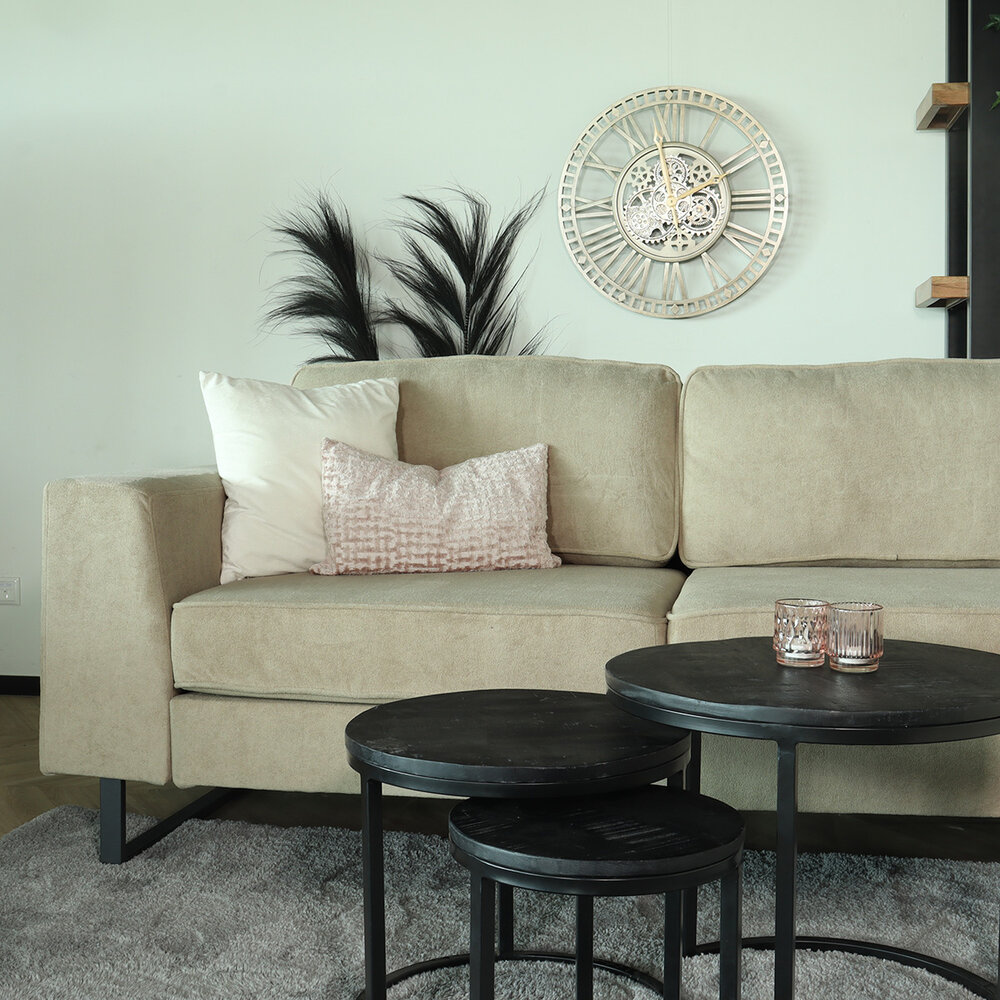 Hoekbank design Puckerto 290cm bank taupe velvet hoek loungebank rechts bankstel Hoekbank design Puckerto 290cm bank taupe velvet hoek loungebank rechts bankstel