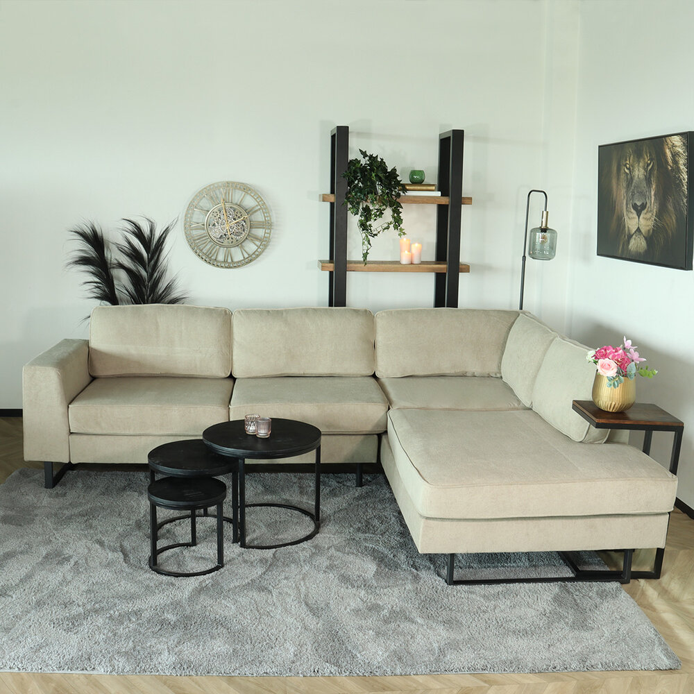 Hoekbank design Puckerto 290cm bank taupe velvet hoek loungebank rechts bankstel Hoekbank design Puckerto 290cm bank taupe velvet hoek loungebank rechts bankstel