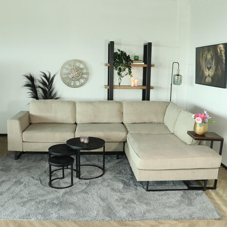 Lizzely Garden & Living Hoekbank design Puckerto 290cm bank taupe velvet hoek loungebank rechts bankstel Lizzely Garden & Living Hoekbank design Puckerto 290cm bank taupe velvet hoek loungebank rechts bankstel
