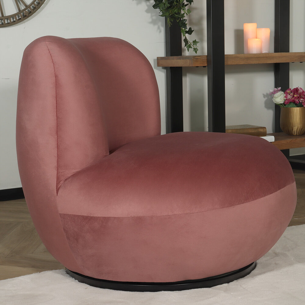 Draai fauteuil Lara velvet oud roze draaibare fauteuil Draai fauteuil Lara velvet oud roze draaibare fauteuil