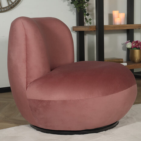 Lizzely Garden & Living Draai fauteuil Lara velvet oud roze draaibare fauteuil Lizzely Garden & Living Draai fauteuil Lara velvet oud roze draaibare fauteuil