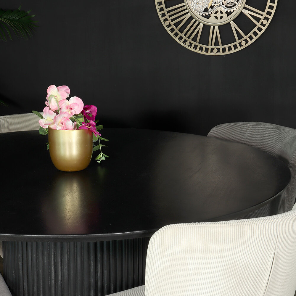 Eettafel rond mangohout Rover 130x130cm zwart ronde eettafel mango Eettafel rond mangohout Rover 130x130cm zwart ronde eettafel mango
