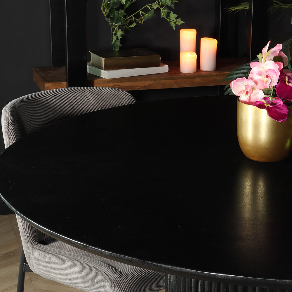 Eettafel rond mangohout Rover 130x130cm zwart ronde eettafel mango Eettafel rond mangohout Rover 130x130cm zwart ronde eettafel mango