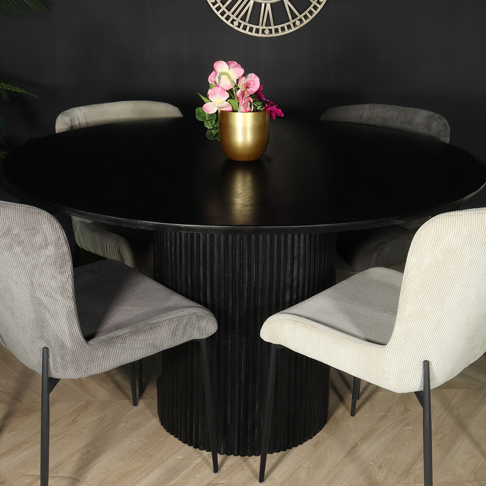 Eettafel rond mangohout Rover 130x130cm zwart ronde eettafel mango Eettafel rond mangohout Rover 130x130cm zwart ronde eettafel mango