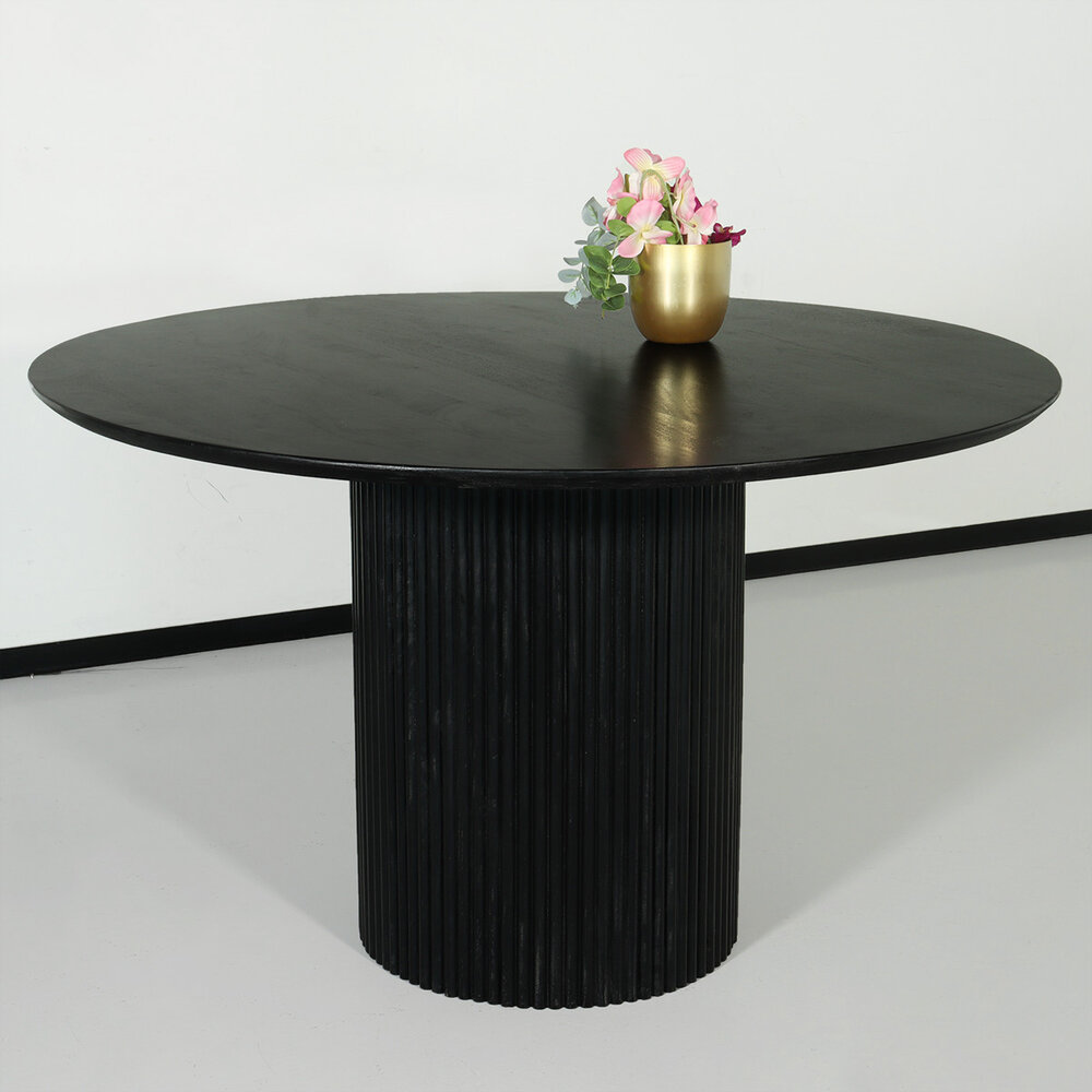 Eettafel rond mangohout Rover 130x130cm zwart ronde eettafel mango Eettafel rond mangohout Rover 130x130cm zwart ronde eettafel mango